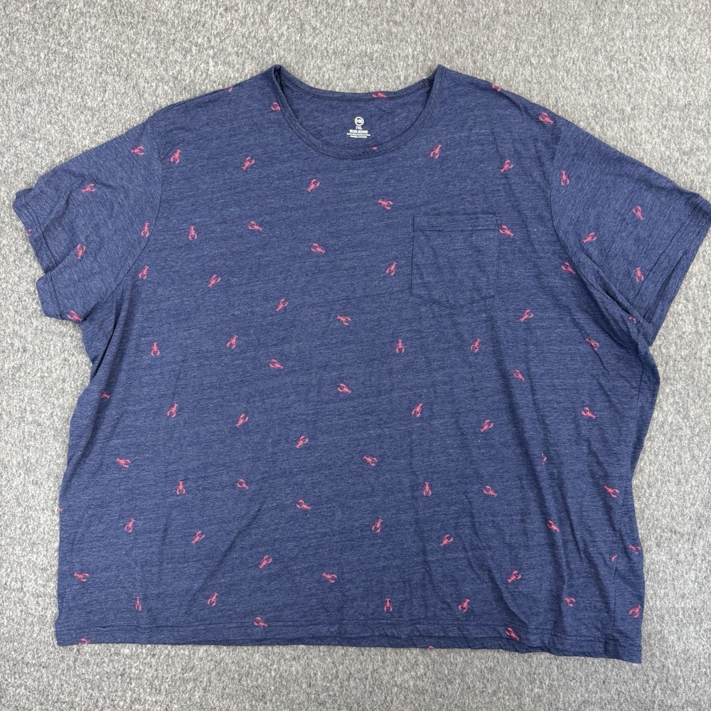 HB Harbor Bay Lobster Print Pocket T Shirt 7XL Big Tall Blue Nautical Coastal